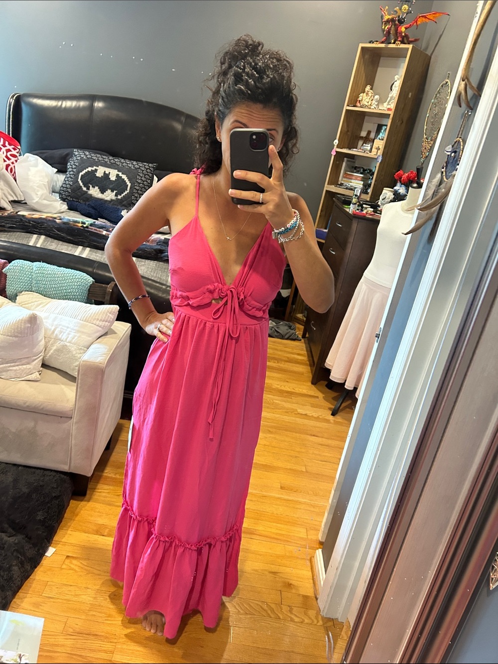 Commense women’s  Fuchsia Maxi Dress with Tie Waist